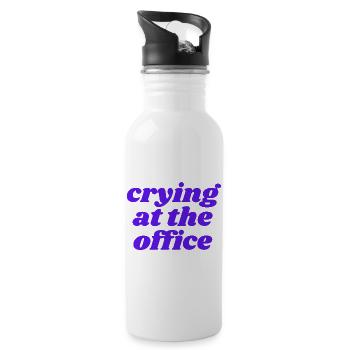 crying at the office - Trinkflasche mit integriertem Trinkhalm - Weiß - Rechts