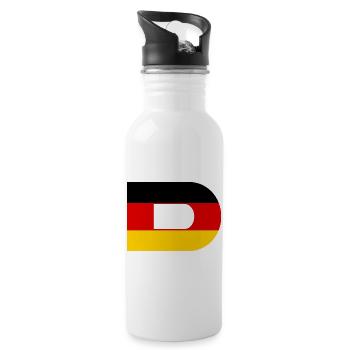 D- Deutschland Flagge Stil - Trinkflasche mit integriertem Trinkhalm - Weiß - Rechts