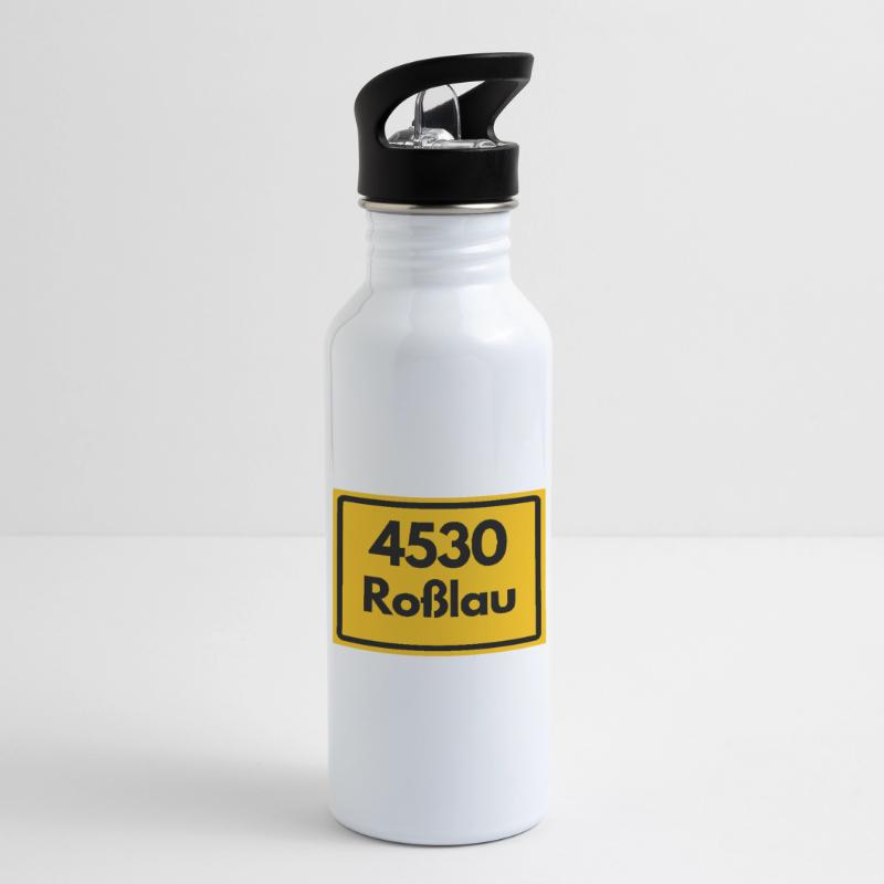 OLD POSTCODE POSTCODE 4530 ROSSLAU HEIMATSTOLZ Water bottle with straw