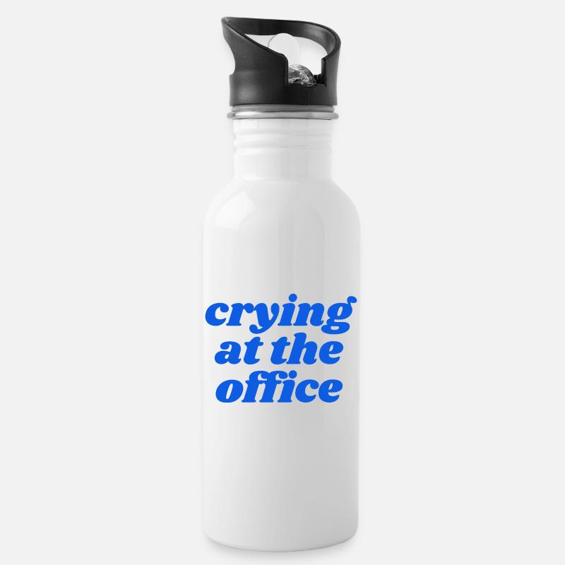 crying at the office - Water bottle with straw - white