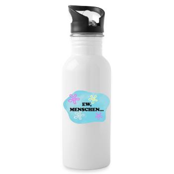Ew, Menschen | Sarkastisches Retro Meme - Trinkflasche mit integriertem Trinkhalm - Weiß - Rechts
