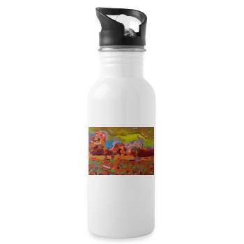 Colorful landscape mosaic - Water bottle with straw - white - Right