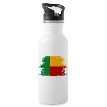 Benin_Flagge_used - Water bottle with straw - white - Right