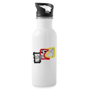 Kicker Fußball Stürmer  - Trinkflasche mit integriertem Trinkhalm - Weiß - Rechts