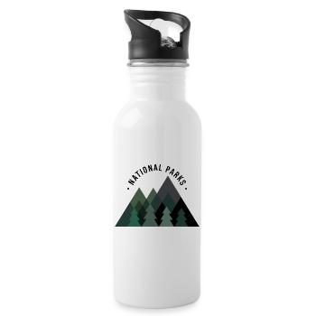 National Park Nature Mountains Forest Hiking Excursion - Water bottle with straw - white - Right