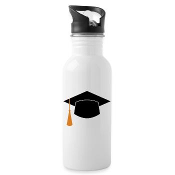 Abschlussmütze - Trinkflasche mit integriertem Trinkhalm - Weiß - Rechts