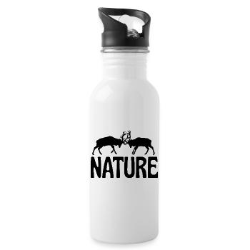 T-Shirt Kämpfende Hirsche Nature Wildnis Wald - Trinkflasche mit integriertem Trinkhalm - Weiß - Rechts
