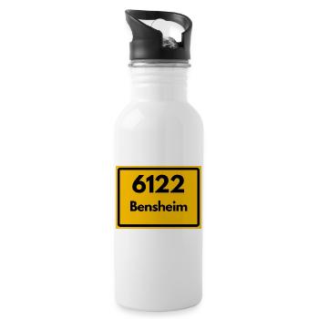ALTE POSTLEITZAHL 6122 PLZ 64625 BENSHEIM HESSEN - Trinkflasche mit integriertem Trinkhalm - Weiß - Rechts