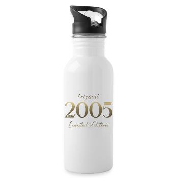 21st Birthday Gift Vintage July Vintage 2005 - Water bottle with straw - white - Right