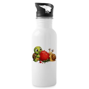 Petite amie tortue et joie fraise - Gourde avec paille intégrée - blanc - Droite