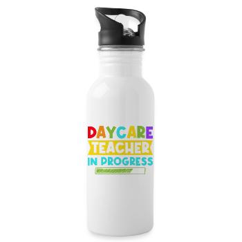 Pre K Teacher Daycare In Progress Kindergarten - Water bottle with straw - white - Right