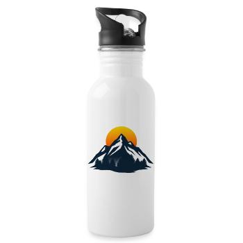 Sunset Mountain Silhouette - Water bottle with straw - white - Right