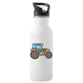 Conception agricole tracteur - Gourde avec paille intégrée - blanc - Droite