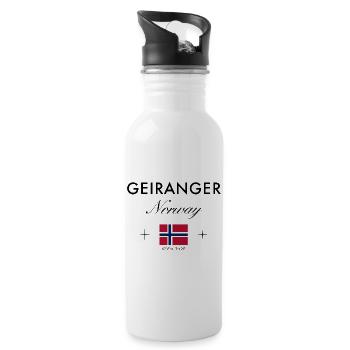 Geiranger Norwegen Koordinaten Reise Souvenir - Trinkflasche mit integriertem Trinkhalm - Weiß - Rechts