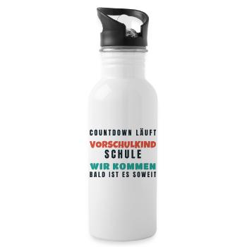 Vorschulkind Countdown Schule wir kommen 2026 - Trinkflasche mit integriertem Trinkhalm - Weiß - Rechts