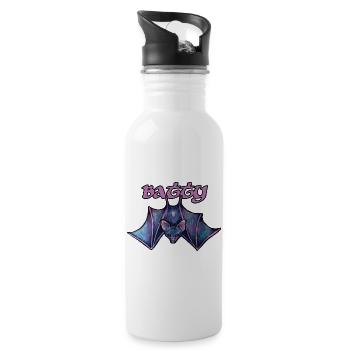 Batty Night Bat-Fledermaus-Illustration - Trinkflasche mit integriertem Trinkhalm - Weiß - Rechts