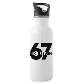 67 Six Seven – Minimal Streetwear Design - Trinkflasche mit integriertem Trinkhalm - Weiß - Rechts