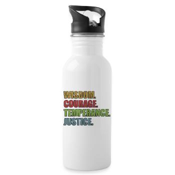 4 Stoic Virtues Retro Rainbow - Trinkflasche mit integriertem Trinkhalm - Weiß - Rechts