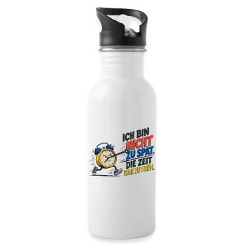 Lustiger Spruch – Morgenmuffel - Trinkflasche mit integriertem Trinkhalm - Weiß - Rechts
