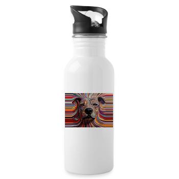 Psychedelic Staffie - 128 - Water bottle with straw - white - Right