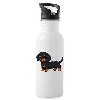 Teckel mignon – Chien rétro en pixel art - Gourde avec paille intégrée - blanc - Droite