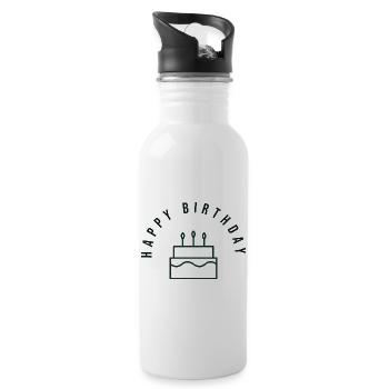 HAPPY BIRTHDAY. JOYEUX ANNIVERSAIRE. ANNIVERSAIRE. - Gourde avec paille intégrée - blanc - Droite