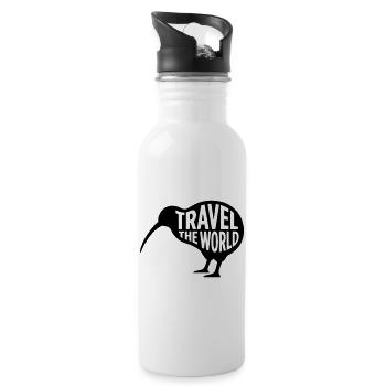 Kiwi Vogel Travel The World – Funny Travel - Water bottle with straw - white - Right