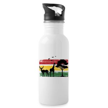 Afrika Safaritour Tiere Africa Five Urlaub - Trinkflasche mit integriertem Trinkhalm - Weiß - Rechts