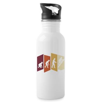 Dachdecker Evolution Retro Handwerk Beruf Spruch - Trinkflasche mit integriertem Trinkhalm - Weiß - Rechts