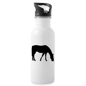 Pferd - Trinkflasche mit integriertem Trinkhalm - Weiß - Rechts