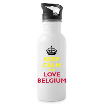 Keep Calm & Love Belgium - Trinkflasche mit integriertem Trinkhalm - Weiß - Rechts