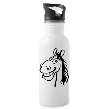 Pferd - Trinkflasche mit integriertem Trinkhalm - Weiß - Rechts