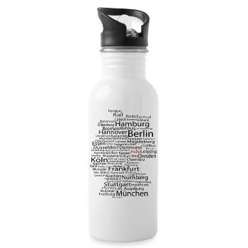 Halle an der Saale wordcloud - Trinkflasche mit integriertem Trinkhalm - Weiß - Rechts