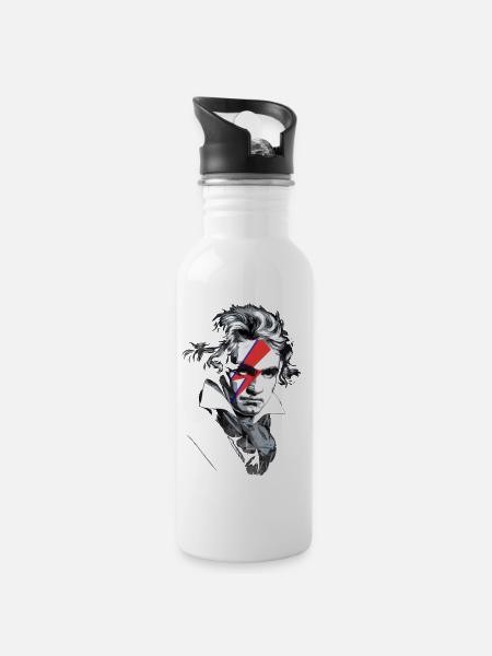 Beethoven Super star - Trinkflasche mit integriertem Trinkhalm - Weiß