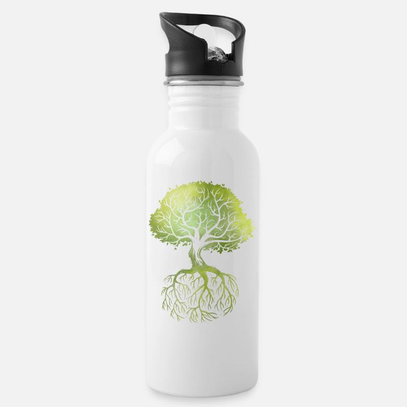 Roots - Gourde avec paille intégrée - blanc