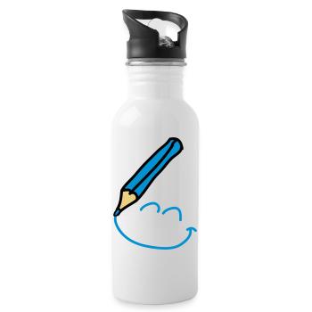 doodle_smiley_3c - Trinkflasche mit integriertem Trinkhalm - Weiß - Rechts