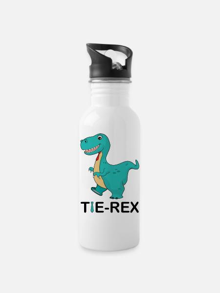 Tie Rex - Trinkflasche mit integriertem Trinkhalm - Weiß