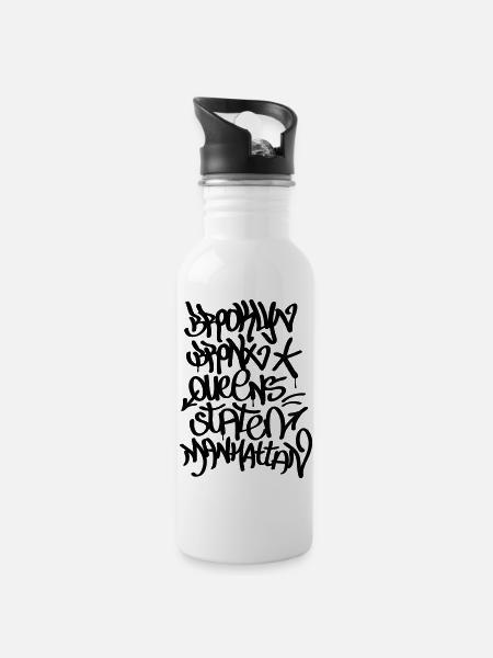 New York boroughs - Water bottle with straw - white