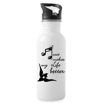 Music makes my Life better Musique cadeau - Gourde avec paille intégrée - blanc - Droite