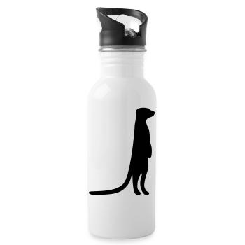 witziges Erdmännchen neugierig tierisch - Trinkflasche mit integriertem Trinkhalm - Weiß - Rechts