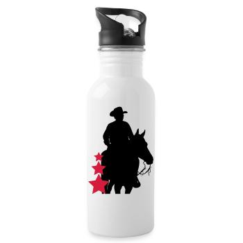 Cowboy , Horse and Stars - Trinkflasche mit integriertem Trinkhalm - Weiß - Rechts