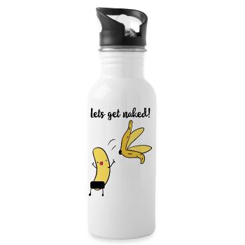 lets get naked - funny banana - Trinkflasche mit integriertem Trinkhalm - Weiß - Rechts