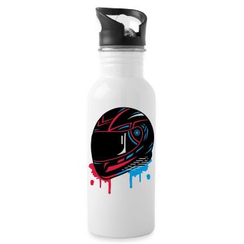 cooles Motorradhelm Graffiti - Trinkflasche mit integriertem Trinkhalm - Weiß - Rechts