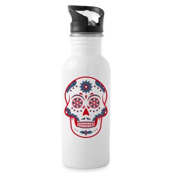 Sugar Skull / Totenkopf - Gourde avec paille intégrée - blanc - Droite