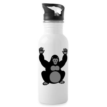 Gorilla Hands up 2 - Water bottle with straw - white - Right
