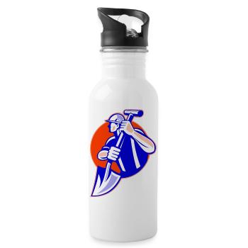 The builder - Water bottle with straw - white - Right