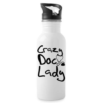 Crazy Doc Lady Doktor Arzt Medizin Fun Sprüche - Water bottle with straw - white - Right