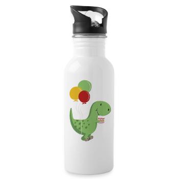 Joyeux anniversaire garçon d'anniversaire T Rex Dinosaur - Gourde avec paille intégrée - blanc - Droite