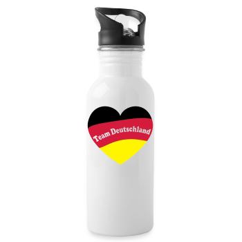 Fußball Deutschland EM Europameister - Trinkflasche mit integriertem Trinkhalm - Weiß - Rechts