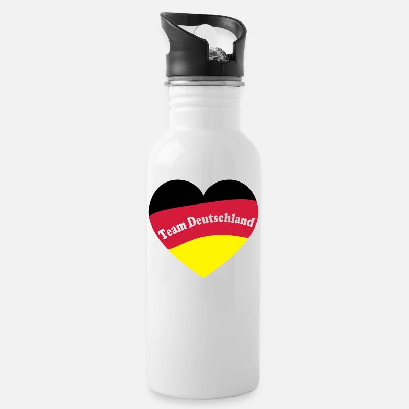 Fußball Deutschland EM Europameister - Trinkflasche mit integriertem Trinkhalm - Weiß